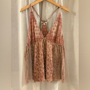 Gimmicks by BKE Pink Patterned Tank Top